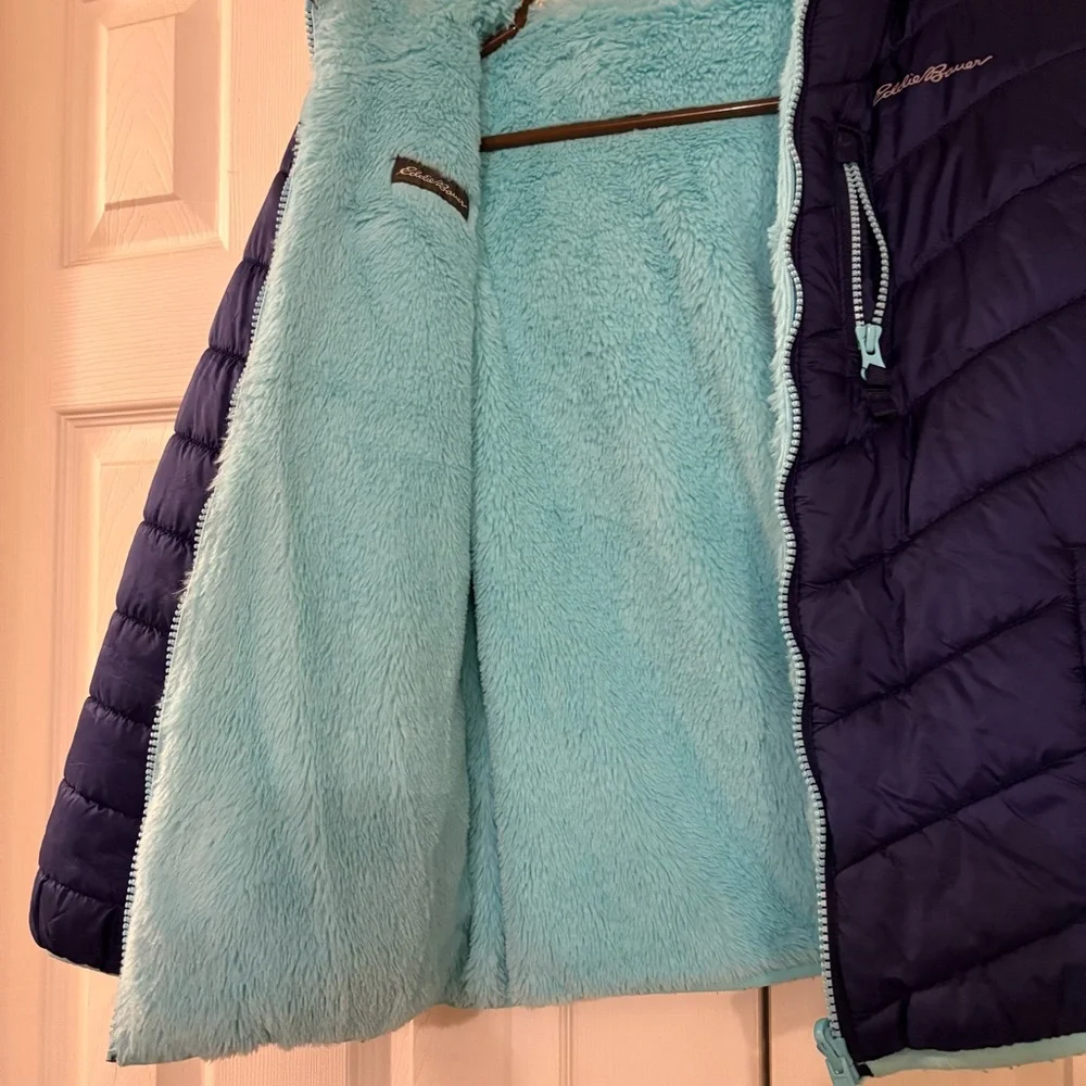 Eddie Bauer Kids reversible Puffer Jacket in Navy and Aqua